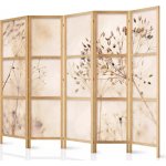 Fabulo Dřevěný paraván 5-dílný Sušené květiny 172 x 225 cm potisk na jedné straně paravánu – Zboží Mobilmania