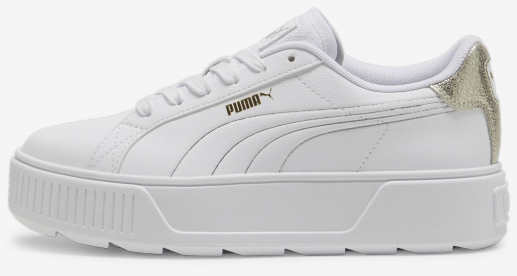 Puma Metallic Shine kožené tenisky na platformě bílé