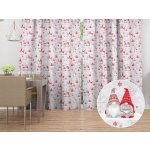 Biante Vánoční bavlněný závěs Sandra SA-133 Červení skřítci na světle šedém 150x240 cm – Zboží Mobilmania