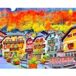 Figured ART Vyšívání křížkové sada Barevná vesnice – Zboží Dáma