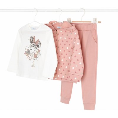 Mayoral dívčí souprava 3ks mikina, kalhoty, triko DR růžová srdíčka – Zboží Mobilmania