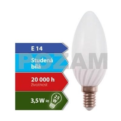 Pozam LED žárovka Svíčka E14 3,5W 280lm Studená bílá 4300K , 270° Kapka – Zboží Mobilmania