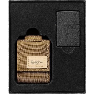 ZIPPO SADA TAKTICKÉ POUZDRO + 26075 BLACK CRACKLE™ | Coyote 30057