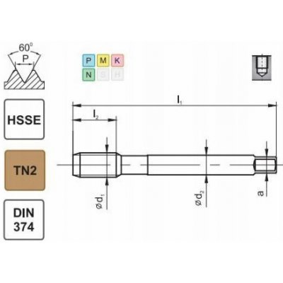 Fanar THREAD M12x1 DIN-374C R40 (6H) HSSE TIN 800X – Hledejceny.cz
