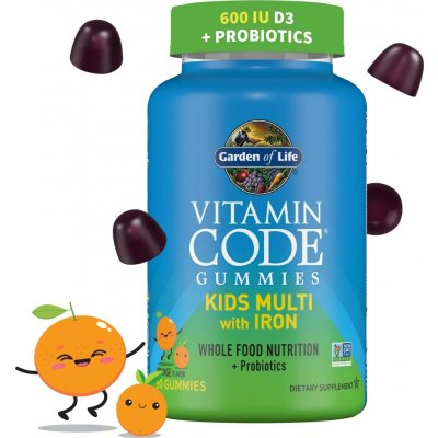 Garden of Life Vitamin Code Kids Multivitamíny s železem pro děti pomeranč medvídci 90 bonbónů – Hledejceny.cz