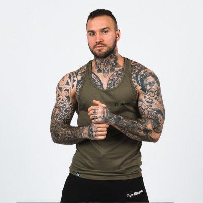 GymBeam Tílko Stringer Tank Top Heather Olive Green vojenská zelená – Hledejceny.cz