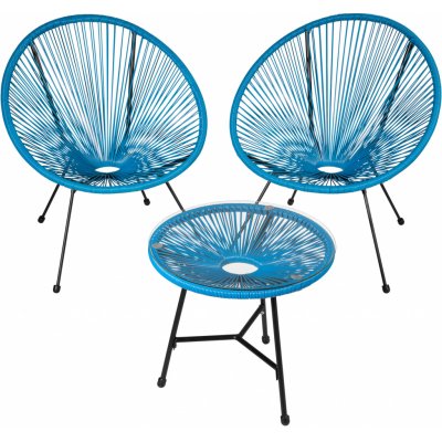 tectake 404414 sada 2 židlí santana se stolkem - modrá – Zboží Mobilmania