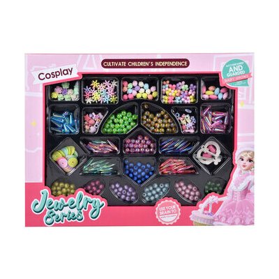 Korálky barevné navlékací s provázky a přívěsky na výrobu dětské bižuterie – Sleviste.cz