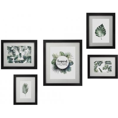 Atmosphera Dřevěné fotorámečky na zeď, 5 kusů 157177 černá – Hledejceny.cz