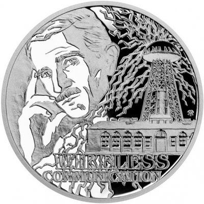 Česká mincovna Stříbrná mince Nikola Tesla Bezdrátová komunikace proof 1 oz
