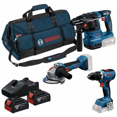 Bosch GSB + GWS + GBH + 3× GBA 5.0 Ah + GAL 12V/18V-80 0615A500AH – Sleviste.cz