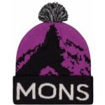 Mons Royale Mtn Pixel Merino Pom Pom Beanie Purple Bolt Black fialová – Hledejceny.cz