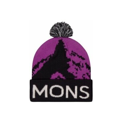 Mons Royale Mtn Pixel Merino Pom Pom Beanie Purple Bolt Black fialová – Hledejceny.cz