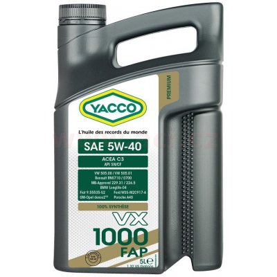 Yacco VX 1000 FAP 5W-40 5 l