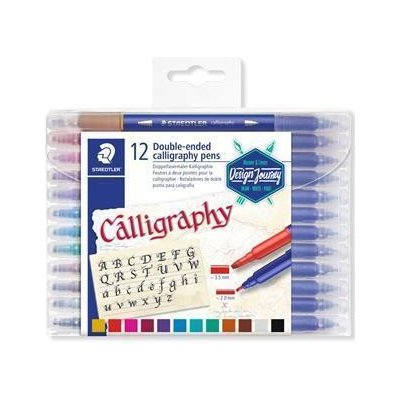 Staedtler Kaligrafické popisovače Calligraph Duo sada12 barev 2,0/3,5 mm oboustranné – Zbozi.Blesk.cz