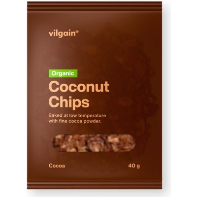 Vilgain Kokosové chipsy BIO kakao 40 g – Zboží Dáma
