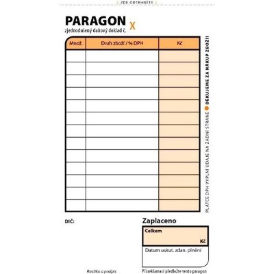 Paragon obchodní, 7,5 × 15 cm, 2 × 50 listů, číslovaný, NCR – Zboží Mobilmania