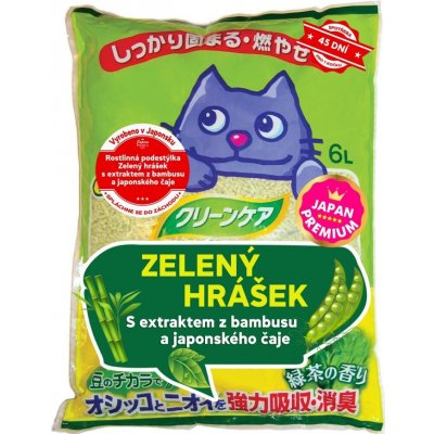 Japan Premium Rostlinná podestýlka Zelený hrášek s extraktem z bambusu a japonského čaje, 6 l – Zboží Mobilmania