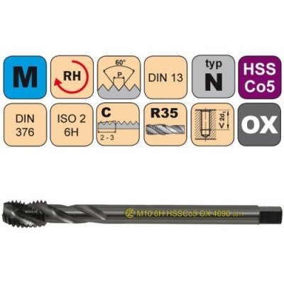 NÁSTROJE CZ Strojní závitník /CZZ4090/ pro metrický závit se šroubovitou drážkou CZZ Závit: M4 – Hledejceny.cz
