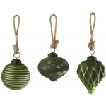 J-line Set tří skleněných zelených vánočních ozdob Joslie 7,5 cm – Zboží Dáma