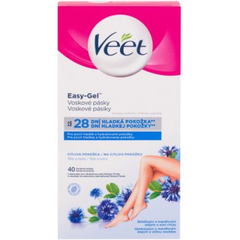 Veet Easy-Gel Wax Strips Sensitive Skin 40 ks depilační pásky na obličej