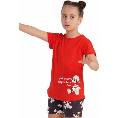 Červené modré i bílé dívčí pyžamo ZAMILOVANÝ BERÁNEK červená – Sleviste.cz