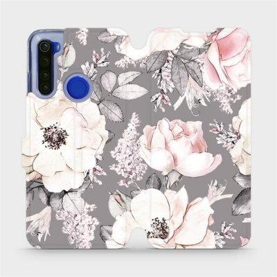 Pouzdro Mobiwear parádní flip Xiaomi Redmi Note 8T - MX06S Květy na šedém pozadí – Zbozi.Blesk.cz