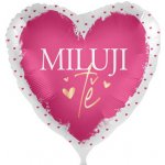 Party Deco Foliový balonek Miluji tě růžová srdíčka CZ 43 cm – Zboží Dáma