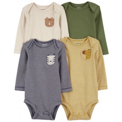 CARTER'S Body dlouhý rukáv Navy Olive Animal kluk 4ks – Hledejceny.cz