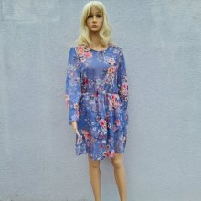 Dolce Moda dámské květinové šaty 0136 modré