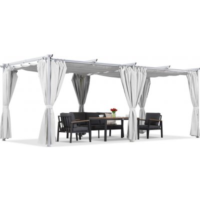 Garden Point pergola La Palma 3x6 m se závěsy Bílá – Sleviste.cz