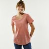 Dámská Trička Blancheporte tričko s výstřihem do V a anglickou výšivkou terakota