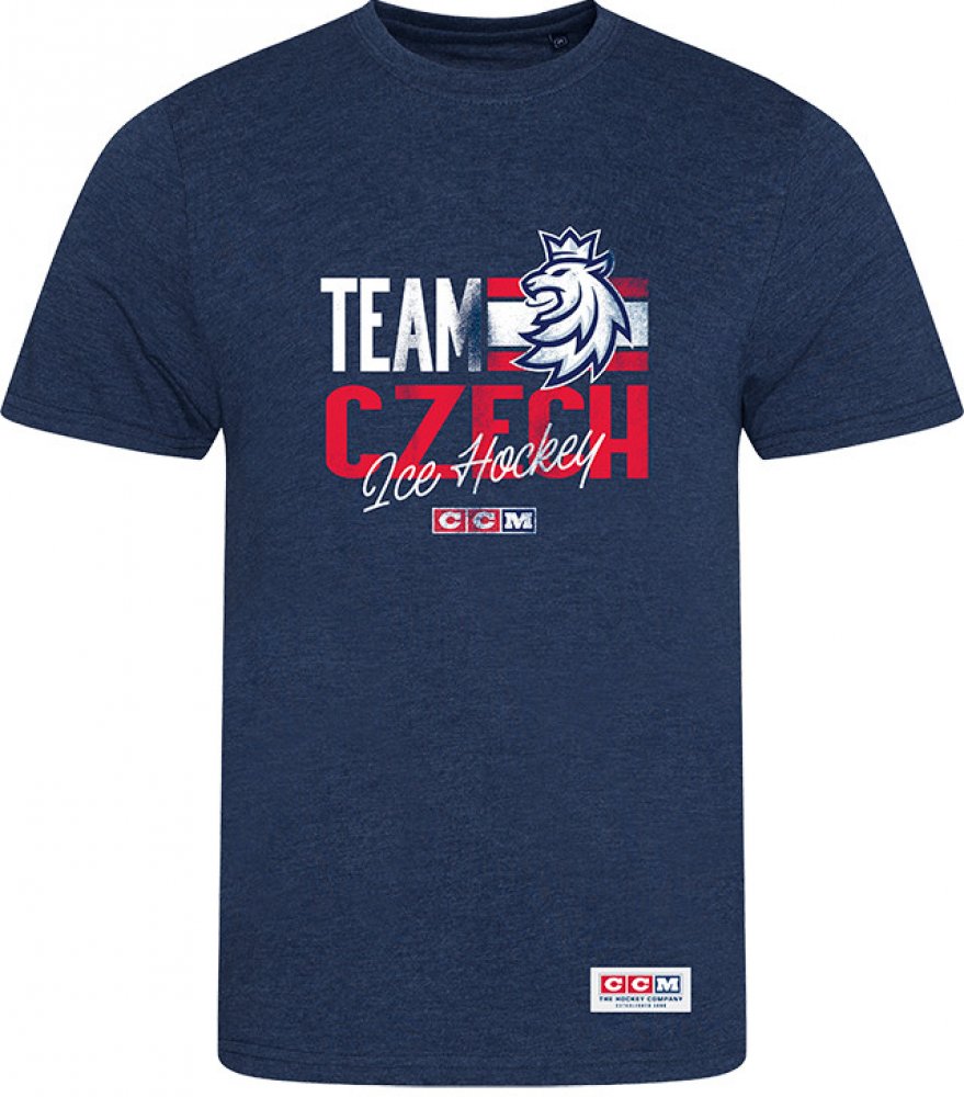 Pánská trička CCM tričko Czech Ice Hockey Team Logo Lev Stripes