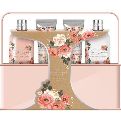 Baylis & Harding Royale Garden mycí gel 300 ml + mléko na tělo a ruce 300 ml + sprchový gel 125 ml + sprchový krém 125 ml + plechová nádobka dárková sada – Zboží Mobilmania