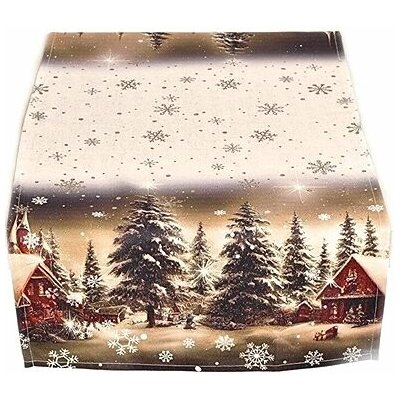 Forbyt Vánoční ubrus Zasněžená krajina CYH6019R 40x140 cm – Sleviste.cz