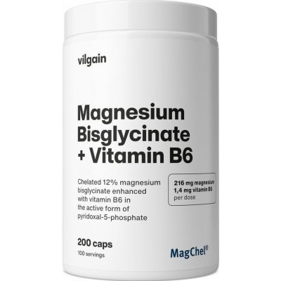 Vilgain Hořčík bisglycinát + B6 200 kapslí – Hledejceny.cz