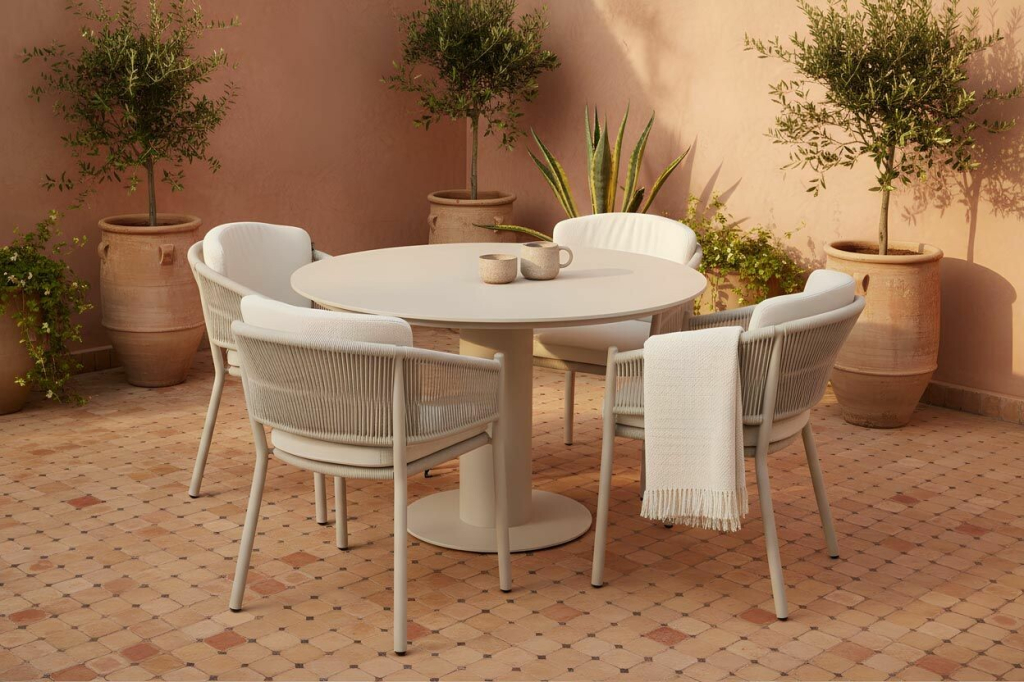 Hartman Girona & Altea beige – kulatý stů 120 cm + 4 křesla