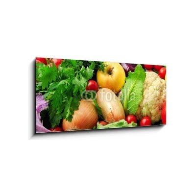 Skleněný obraz 1D panorama - 120 x 50 cm - fresh fruits and vegetables čerstvé ovoce a zeleninu – Zboží Mobilmania