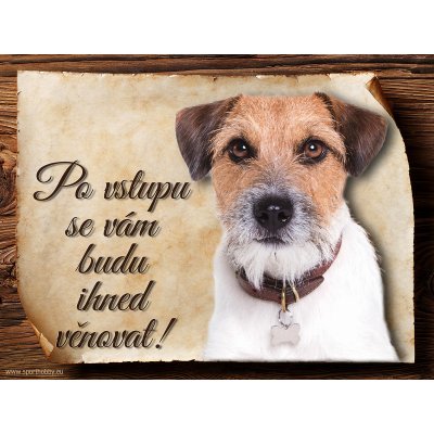 Sport hobby Cedulka Jack Russell teriér Po vstupu ... 15 x 11 cm