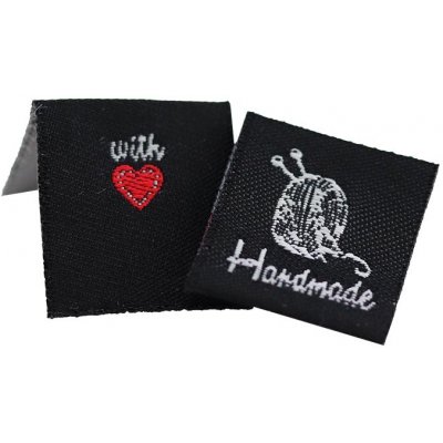 Pro Háčkování Látková cedulka Handmade černá s klubíčkem – Zboží Dáma