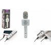 Karaoke Mikrofon karaoke Bluetooth stříbrný na baterie s USB kabelem v krabici 10x28x8 5cm