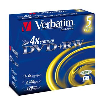 Verbatim DVD+RW 4,7GB 4x, jewel, 5ks (43229)