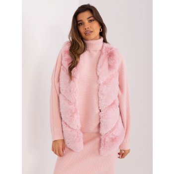 Italy Moda asymetrická chlupatá kožíšková vesta -at-kz-2349.00p light pink