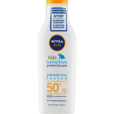Nivea Sun Kids Protect & Sensitive Sun Lotion dětské voděodolné mléko na opalování SPF50+ 200 ml