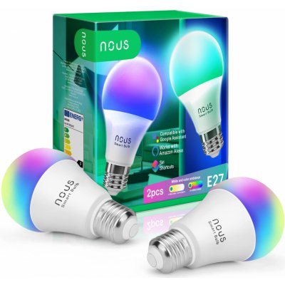 Smart sada LED žárovek E27 9W RGB Nous P3/2pack WiFi Tuya
