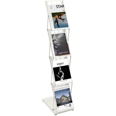 Skládací stojan na časopisy 36 x 27 x 132 cm se 4 kapsami pro výstavy a prezentace – Hledejceny.cz