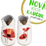 baBice Kožené capáčky barefoot s výšivkou, vlčí máky – Hledejceny.cz