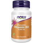 NOW Foods Now Vitamin D3 5000 IU Přírodní mátová příchuť 120 softgel kapslí – Hledejceny.cz