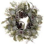 Autronic Věnec zelený pr. 45 cm lístky šišky a bílé bobule s perletí PRZ4013 – Zbozi.Blesk.cz