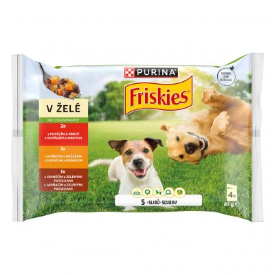 Friskies Adult hovězí kuře jehněčí v želé 4 x 85 g – Sleviste.cz